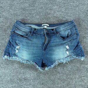 Lila Ryan Distressed Denim Cut Off Shorts Jorts Blue Frayed Hem Sz 32 Daisy Duke